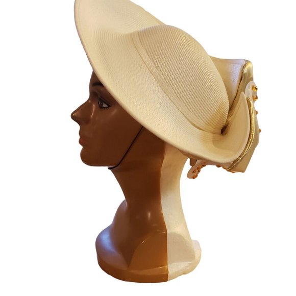 Vintage  Deborah New York White & Gold Hat Church Hat Elegant Classic main image 6